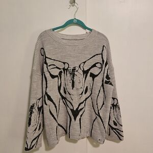 Distressed Abstract Patterned Sweater